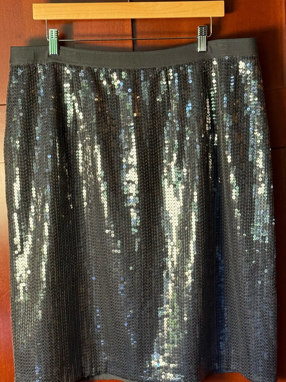 Linea by Louis Dell'Ollio Silver Sequin Midi Skirt Fully Lined Size 1X